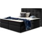 Ensemble boxspring complet tête de lit + sommiers + matelas + surmatelas INAYA de VENESETTI - simili cuir noir - 180x200 cm