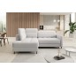 Canapé d'angle convertible en tissu bouclette blanc cassé luxe 3 places BARTOLI, angle gauche (vu de face) Canapé d'angle convertible en tissu bouclette blanc cassé luxe 3 places BARTOLI, angle gauche (vu de face)