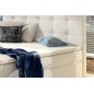 Ensemble boxspring complet tête de lit + sommiers + matelas + surmatelas INAYA de VENESETTI - simili cuir blanc cassé - 140x200