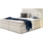 Ensemble boxspring complet tête de lit + sommiers + matelas + surmatelas INAYA de VENESETTI - simili cuir blanc cassé - 160x200