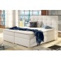 Ensemble boxspring complet tête de lit + sommiers + matelas + surmatelas INAYA de VENESETTI - simili cuir blanc cassé - 160x200