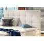 Ensemble boxspring complet tête de lit + sommiers + matelas + surmatelas INAYA de VENESETTI - simili cuir blanc cassé - 160x200