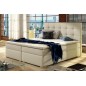 Ensemble boxspring complet tête de lit + sommiers + matelas + surmatelas INAYA de VENESETTI - simili cuir beige - 140x200 cm