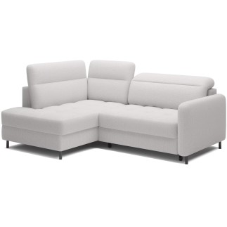 Canapé d'angle convertible en tissu bouclette blanc cassé luxe 3 places BARTOLI