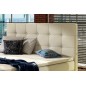 Ensemble boxspring complet tête de lit + sommiers + matelas + surmatelas INAYA de VENESETTI - simili cuir beige - 180x200 cm