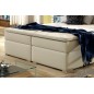 Ensemble boxspring complet tête de lit + sommiers + matelas + surmatelas INAYA de VENESETTI - simili cuir beige - 180x200 cm