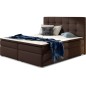Ensemble boxspring complet tête de lit + sommiers + matelas + surmatelas INAYA de VENESETTI - simili cuir chocolat - 140x200 cm
