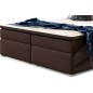Ensemble boxspring complet tête de lit + sommiers + matelas + surmatelas INAYA de VENESETTI - simili cuir chocolat - 160x200 cm