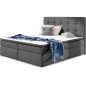 Ensemble boxspring complet tête de lit + sommiers + matelas + surmatelas INAYA de VENESETTI - simili cuir gris - 160x200 cm