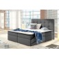 Ensemble boxspring complet tête de lit + sommiers + matelas + surmatelas INAYA de VENESETTI - simili cuir gris - 160x200 cm