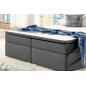 Ensemble boxspring complet tête de lit + sommiers + matelas + surmatelas INAYA de VENESETTI - simili cuir gris - 180x200 cm
