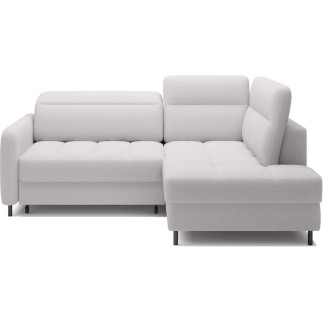 Canapé d'angle convertible en tissu bouclette blanc cassé luxe 3 places BARTOLI