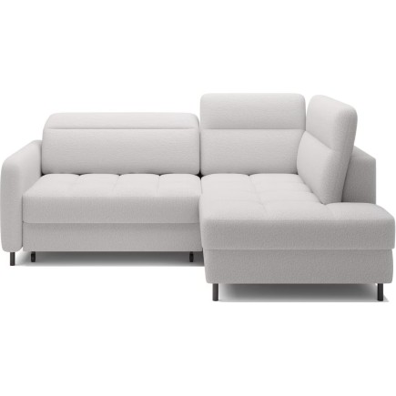 Canapé d'angle convertible en tissu bouclette blanc cassé luxe 3 places BARTOLI