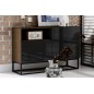 Commode - coloris chêne artisanal - façade noir brillant, Collection AVON