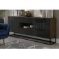 Buffet - finition chêne artisanal et façade noir brillant, Collection AVON