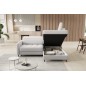 Canapé d'angle convertible en tissu bouclette blanc cassé luxe 3 places BARTOLI, angle droit (vu de face) Canapé d'angle convertible en tissu bouclette blanc cassé luxe 3 places BARTOLI, angle droit (vu de face)