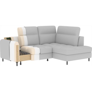 Canapé d'angle convertible en tissu bouclette blanc cassé luxe 3 places BARTOLI
