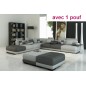 Canapé d'angle en cuir italien 6/7 places PETIT ELIXIR, gris clair et gris foncé, angle gauche, 6/7 places + 1 pouf