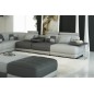 Canapé d'angle en cuir italien 6/7 places PETIT ELIXIR, gris clair et gris foncé, angle gauche, 6/7 places + 1 pouf