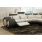 Canapé d'angle en cuir italien 7 places EXCELIA, blanc et gris foncé, angle gauche Canapé d'angle en cuir italien 7 places EXCELIA, blanc et gris foncé, angle gauche