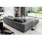 - Canapé d'angle convertible ARMEL en tissu velours luxe 5 places, couleur gris, avec coffre, angle gauche (vu de face)