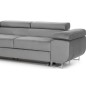 - Canapé d'angle convertible ARMEL en tissu velours luxe 5 places, couleur gris, avec coffre, angle gauche (vu de face)