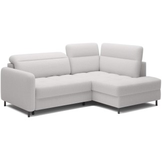 Canapé d'angle convertible en tissu bouclette blanc cassé luxe 3 places BARTOLI