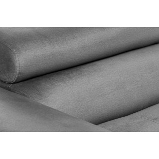 - Canapé d'angle convertible ARMEL en tissu velours luxe 5 places, couleur gris, avec coffre, angle gauche (vu de face)