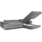 Canapé d'angle convertible ARMEL en tissu velours luxe 5 places, couleur gris, avec coffre, angle droit (vu de face)