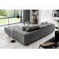 Canapé d'angle convertible ARMEL en tissu velours luxe 5 places, couleur gris, avec coffre, angle droit (vu de face)