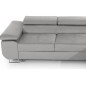 Canapé d'angle convertible ARMEL en tissu velours luxe 5 places, couleur gris, avec coffre, angle droit (vu de face)