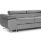 Canapé d'angle convertible ARMEL en tissu velours luxe 5 places, couleur gris, avec coffre, angle droit (vu de face)
