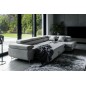 Canapé d'angle convertible en velours luxe 5 places, ANNECY VELOURS, couleur gris clair, angle droit (vu de face)