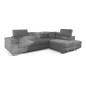 Canapé d'angle convertible en velours luxe 5 places, ANNECY VELOURS, couleur gris clair, angle droit (vu de face)