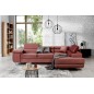 Canapé d'angle convertible en velours luxe 5 places, ANNECY VELOURS, couleur rose pale, angle droit (vu de face)