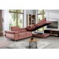 Canapé d'angle convertible en velours luxe 5 places, ANNECY VELOURS, couleur rose pale, angle droit (vu de face)