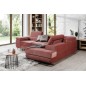 Canapé d'angle convertible en velours luxe 5 places, ANNECY VELOURS, couleur rose pale, angle droit (vu de face)