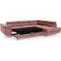 Canapé d'angle convertible en velours luxe 5 places, ANNECY VELOURS, couleur rose pale, angle droit (vu de face)
