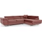 Canapé d'angle convertible en velours luxe 5 places, ANNECY VELOURS, couleur rose pale, angle droit (vu de face)