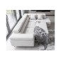 Canapé d'angle convertible en velours luxe 5 places, ANNECY VELOURS Luxe, couleur blanc, angle droit (vu de face)