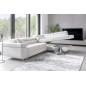 Canapé d'angle convertible en velours luxe 5 places, ANNECY VELOURS Luxe, couleur blanc, angle droit (vu de face)