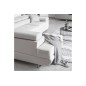 Canapé d'angle convertible en velours luxe 5 places, avec coffre, blanc, angle gauche (vu de face), ANNECY VELOURS Luxe