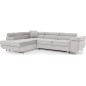 Canapé d'angle convertible en velours luxe 5 places, avec coffre, blanc, angle gauche (vu de face), ANNECY VELOURS Luxe