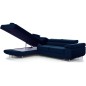 Canapé d'angle convertible en velours luxe 5 places, avec coffre, bleu foncé, angle gauche (vu de face), ANNECY VELOURS