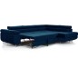 Canapé d'angle convertible en velours luxe 5 places, ANNECY VELOURS, couleur bleu foncé, angle droit (vu de face)