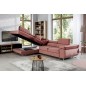 -Canapé d'angle convertible en velours luxe 5 places, avec coffre, rose pale, angle gauche (vu de face), ANNECY VELOURS