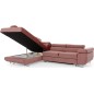 -Canapé d'angle convertible en velours luxe 5 places, avec coffre, rose pale, angle gauche (vu de face), ANNECY VELOURS