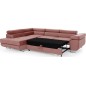 -Canapé d'angle convertible en velours luxe 5 places, avec coffre, rose pale, angle gauche (vu de face), ANNECY VELOURS
