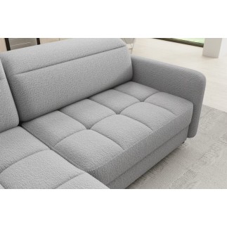 Canapé d'angle convertible en tissu bouclette gris luxe 3 places BARTOLI