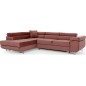 -Canapé d'angle convertible en velours luxe 5 places, avec coffre, rose pale, angle gauche (vu de face), ANNECY VELOURS